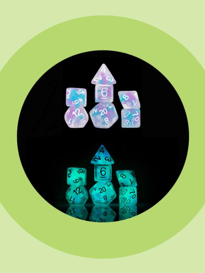 Dice Set - Cotton Candy Glowworm