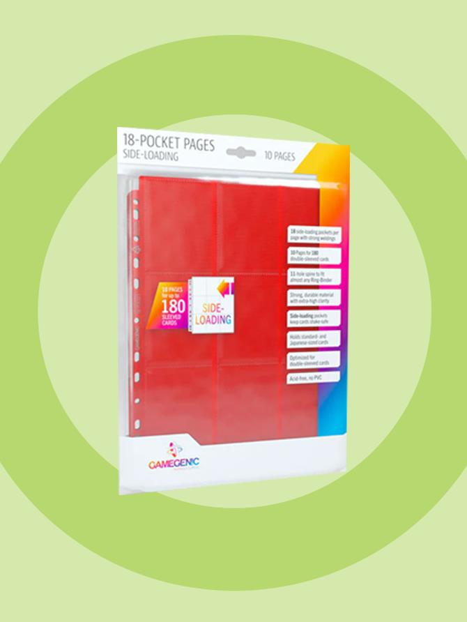 Card Pages: Gamegenic - Side-loading - 18-Pocket (x10) - Red